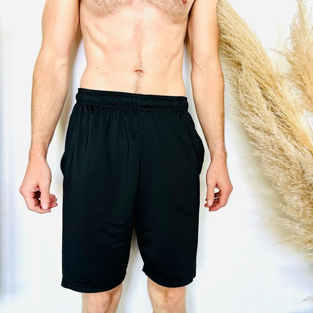 MENS CHAMPION Black Red Basketball Mesh Cutout Drawstring Workout Gym Shorts M